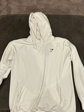 Gymshark White Hooded Pullover Sweatshirt